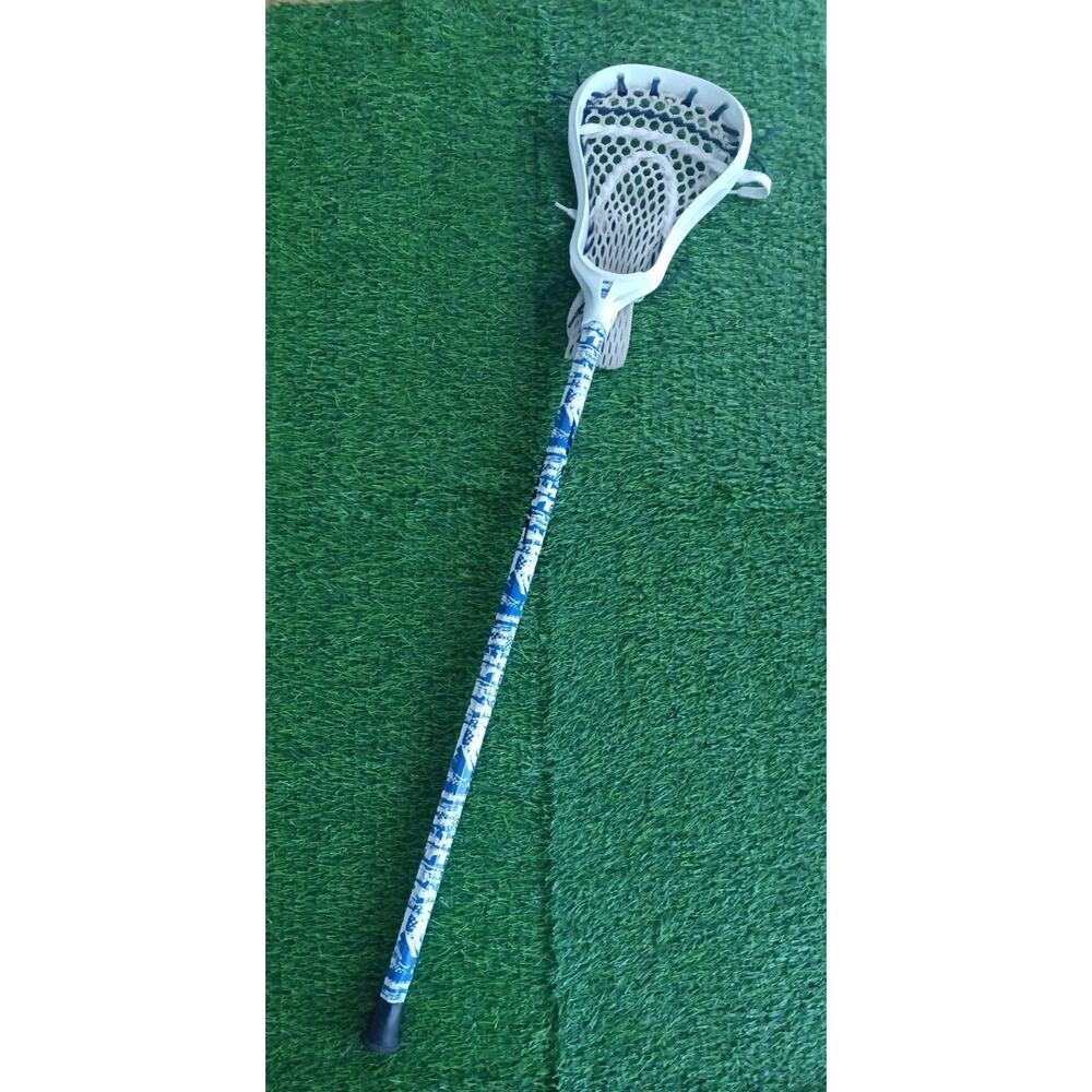 Brine Recruit Lacrosse Stick – 42" Blue Camo Shaft White Mesh Head Youth/Adult